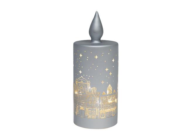 8" LED GLASS CANDLE (SCENIC - SILVER)